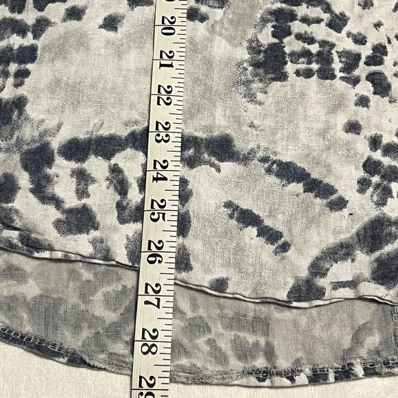 Lungo L’Arno 100% Linen Top Blouse 1X Made in Italy Gray Abstract Print - Picture 8 of 8